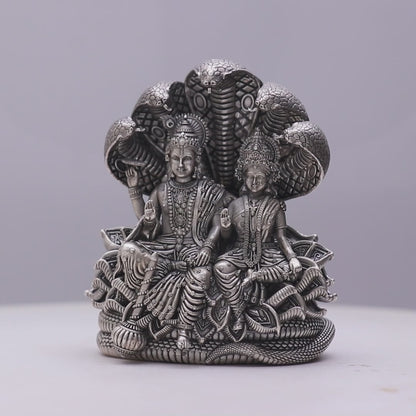 925 Sterling Silver Antique Finish Hollow Vishnu Lakshmi Idol