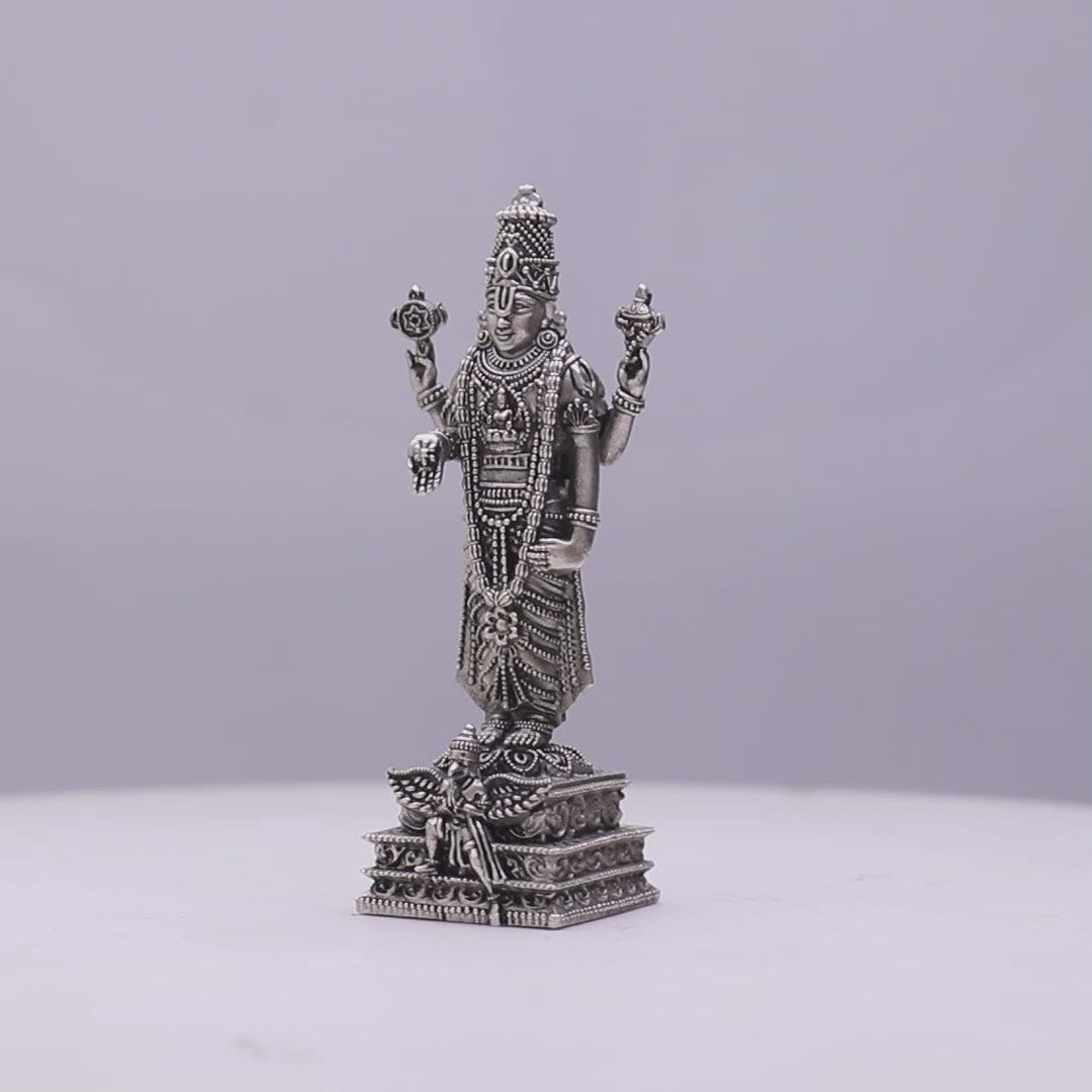 925 Sterling Silver Antique Finish Hollow Tirupati Balaji Idol