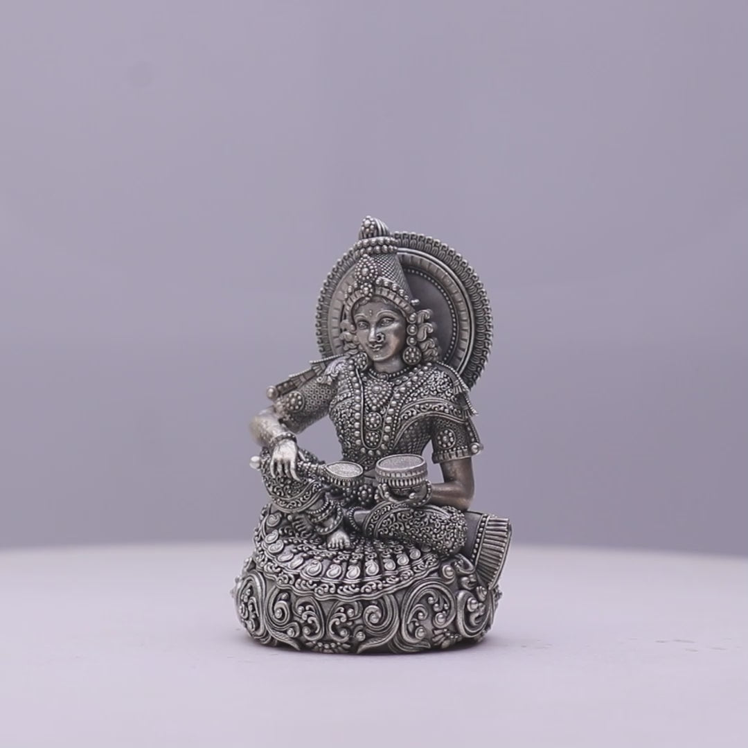 925 Sterling Silver Antique Finish Hollow Annapurna Devi Idol