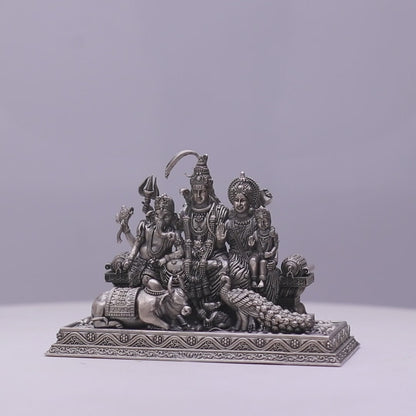925 Sterling Silver Antique Finish Hollow Shiv Parivar Idol
