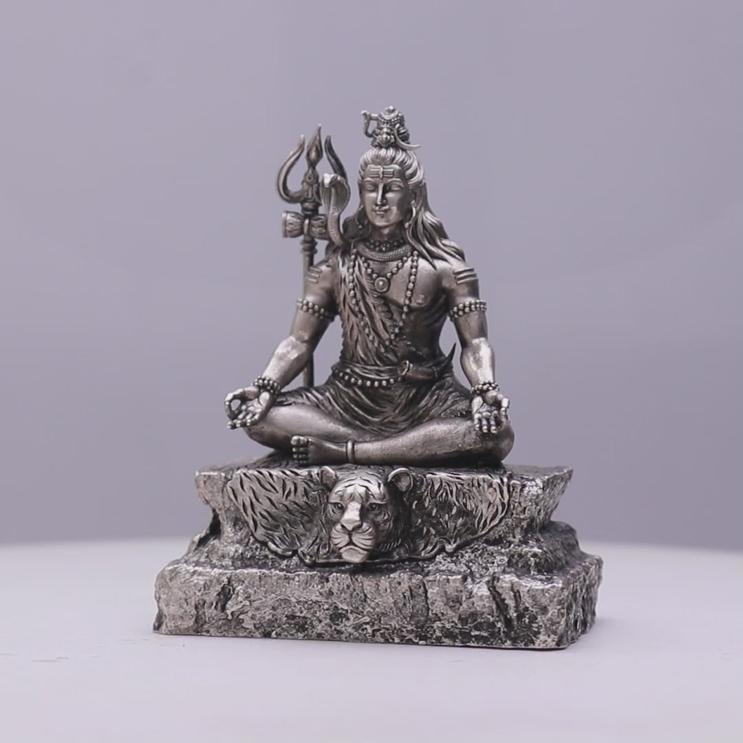 925 Sterling Silver Antique Finish Hollow Shiv Ji Idol