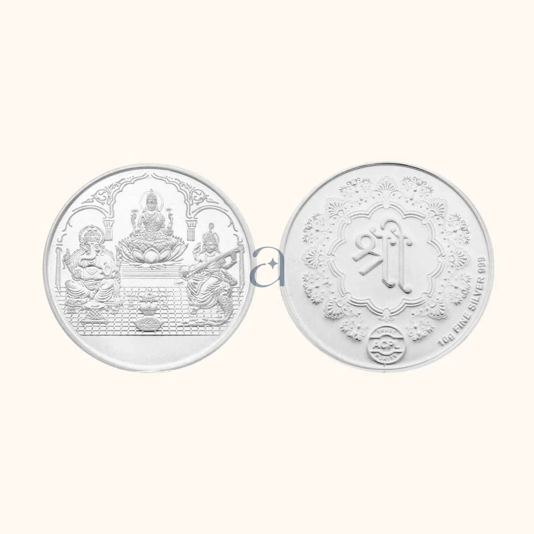 Silver Ganesh Lakshmi Saraswati 100g Coin